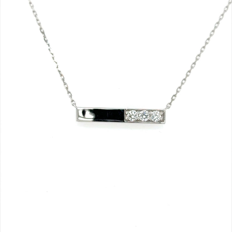 Diamond Bar Necklace in 14K White Gold (.22 ctw)