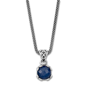 Blue Sapphire Pendant/Chain in Sterling Silver