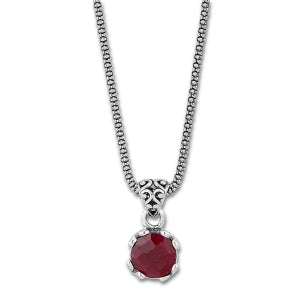 Ruby Pendant/Chain in Sterling Silver
