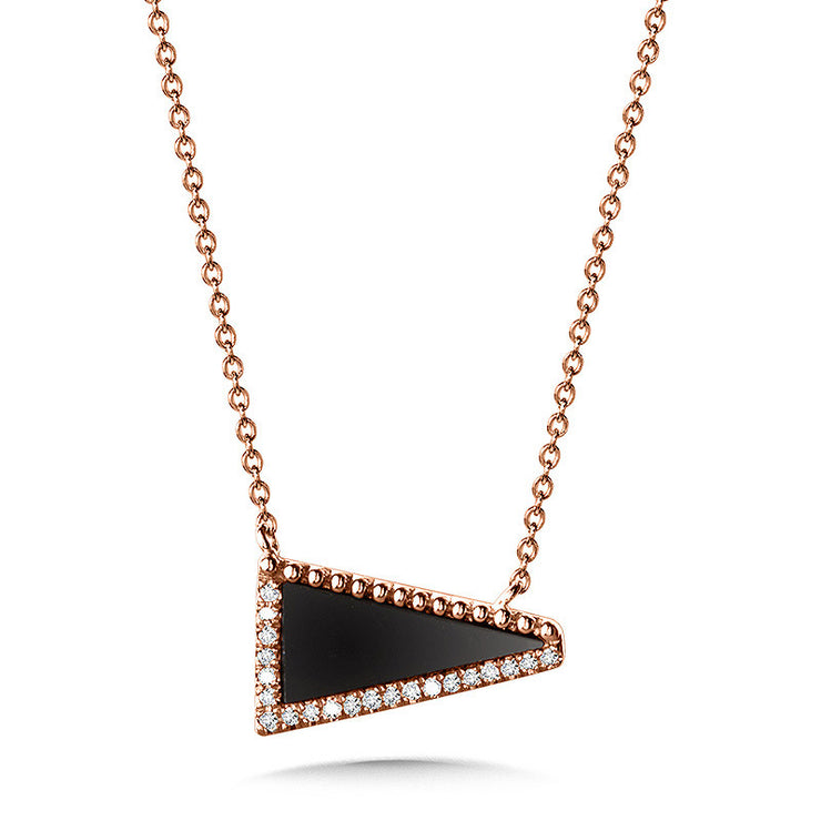 Triangle Onyx & Diamond Necklace in 14K Rose Gold