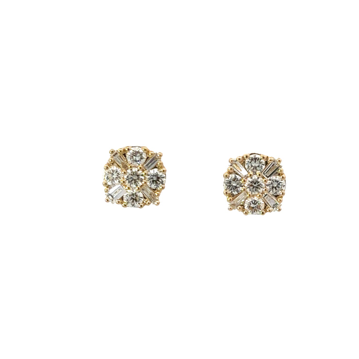 Diamond Cluster Studs in 14K Yellow Gold (1.28 ctw)