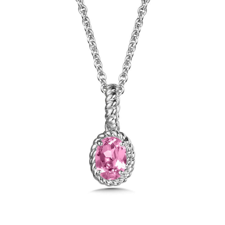 Pink Sapphire Pendant/Chain in Sterling Silver