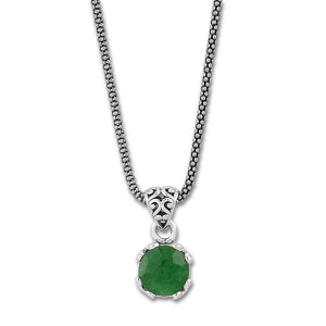 Emerald Pendant/Chain in Sterling Silver