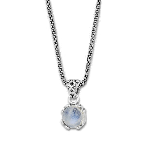 Rainbow Moonstone Pendant/Chain in Sterling Silver