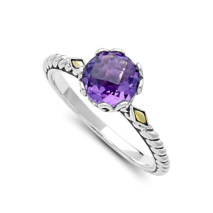 Amethyst Ring in SS/18K Yellow Gold