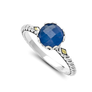 Blue Sapphire Ring in SS/18K
