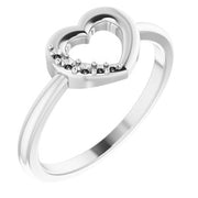 14K White 3-Stone Family Heart Ring Mounting