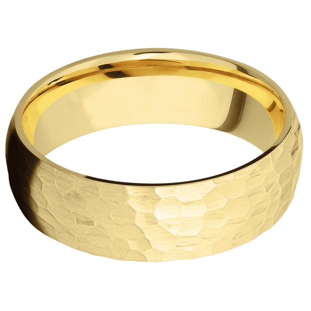14K Yellow Gold + Hammer Finish