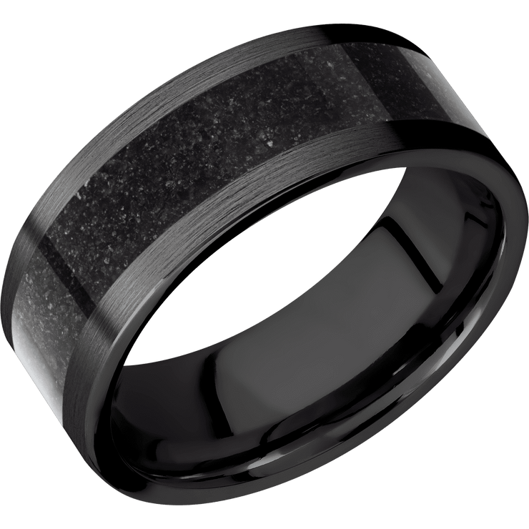 Zirconium with Satin Finish and Dinosaur Bone Black Inlay