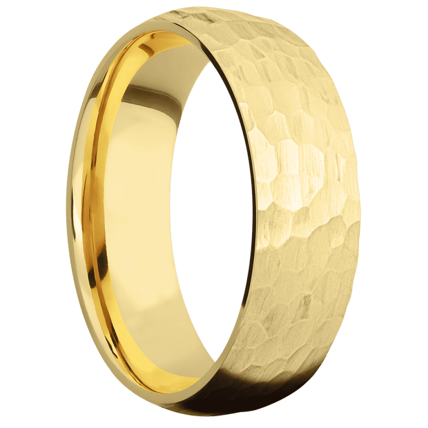 14K Yellow Gold + Hammer Finish