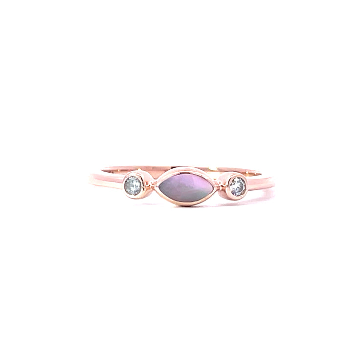 Mother of Pearl & Diamond Ring in 14K Rose Gold (.07 ctw)