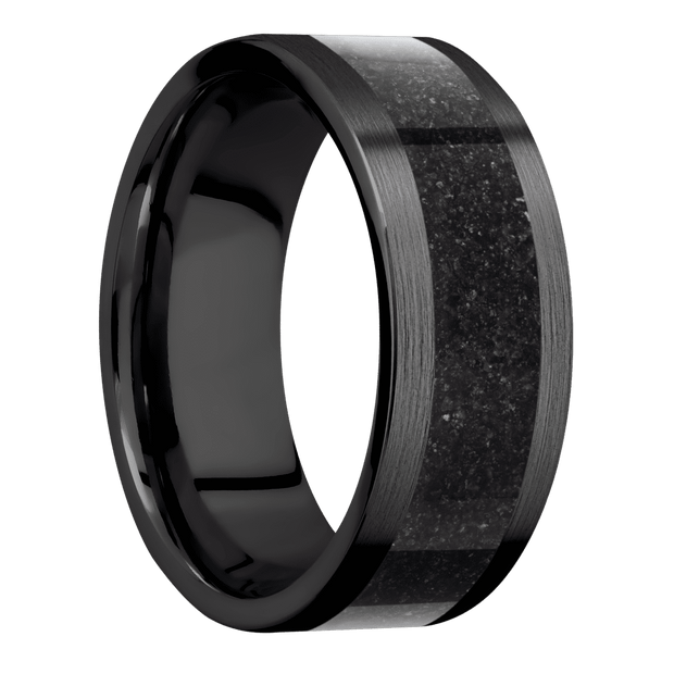 Zirconium with Satin Finish and Dinosaur Bone Black Inlay