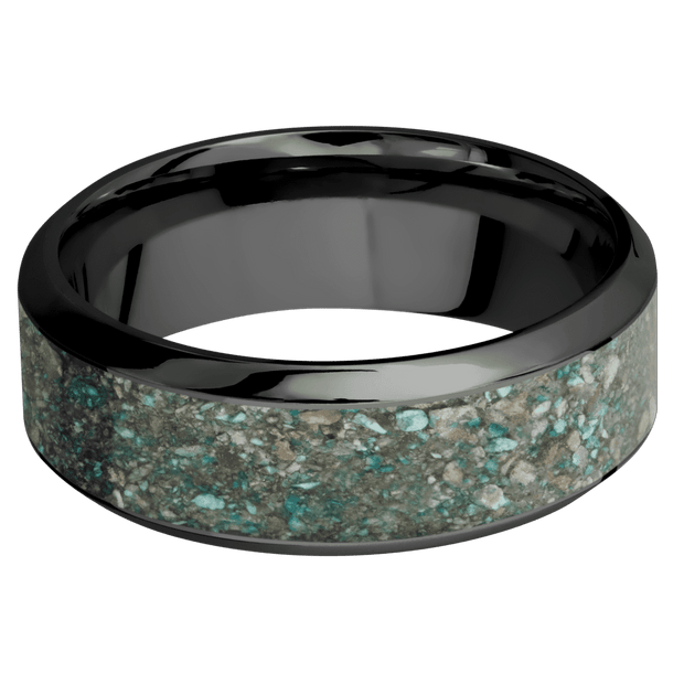 Zirconium with Polish , Polish Finish and Ocean Jasper Inlay