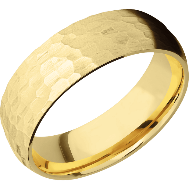 14K Yellow Gold + Hammer Finish