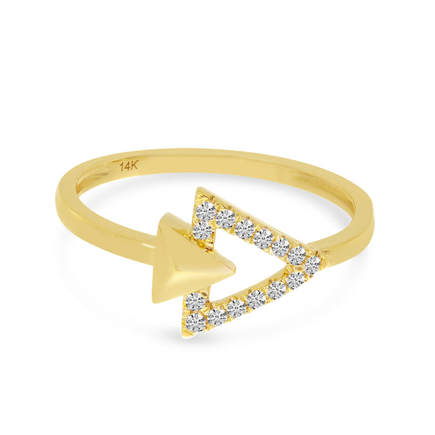 14K Yellow Gold Triangle Ring w/ Diamonds