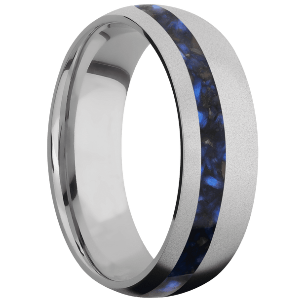 Titanium with Bead , Bead Finish and Blue Tiger Eye Inlay