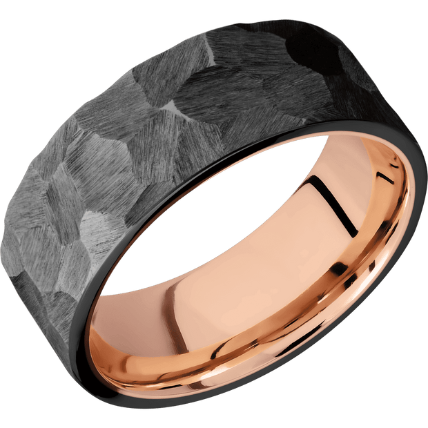 Zirconium with Rock Finish and 14K Rose Gold