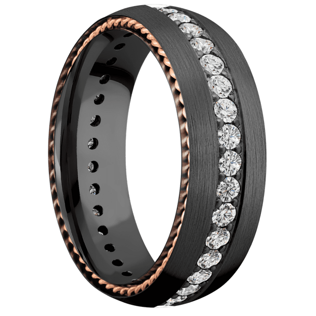 Zirconium with Satin Finish and 14K Rose Gold Inlay