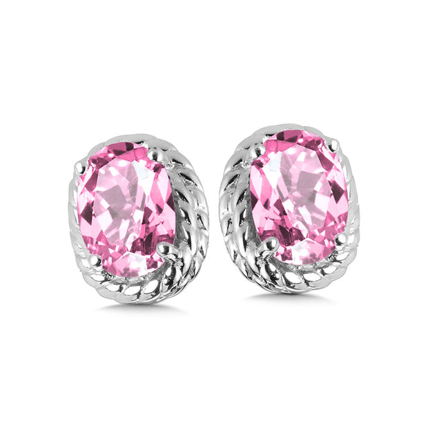 Pink Sapphire Studs in Sterling Silver