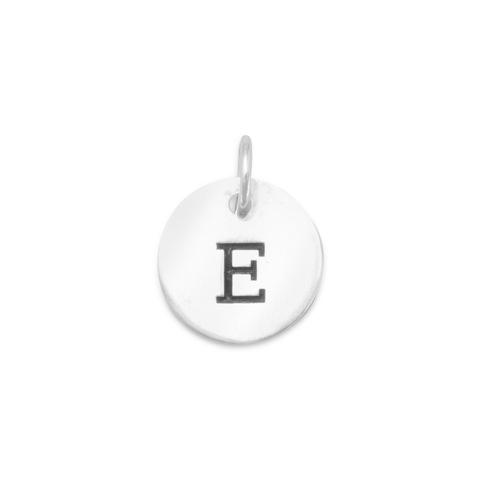 Sterling Round Initial E Charm