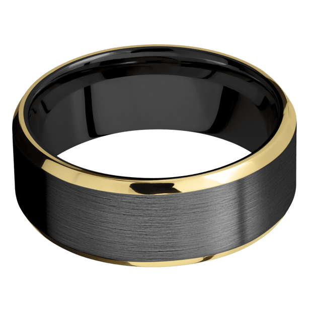 Zirconium with Satin , Polish Finish and 14K Yellow Gold Inlay