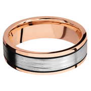 14K Rose Gold with Polish Finish and 14K White Gold Inlay