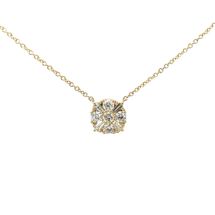 Diamond Cluster Necklace in 14K Yellow Gold (.55 ctw)