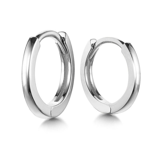 14K White Gold Huggie Hoop Earrings