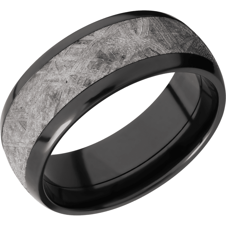 Zirconium with Polish Finish and Meteorite Inlay