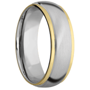 14K White Gold with Satin , Polish Finish and 14K Yellow Gold Inlay