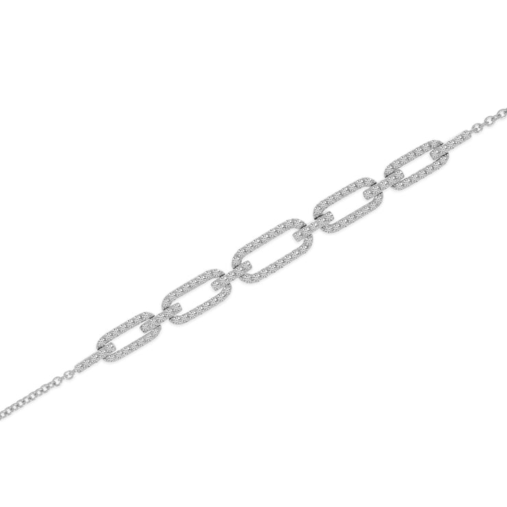 14K White Gold & Diamond Open Link Chain Bracelet