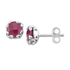 Ruby Studs in Sterling Silver