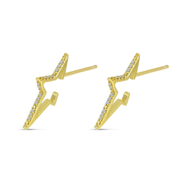 14K Yellow Gold Star Huggie Earrings w/ Diamonds