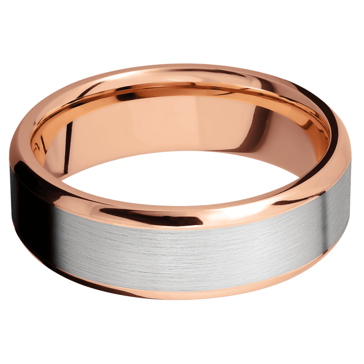 14K Rose Gold with Polish , Polish Finish and 14K White Gold Inlay