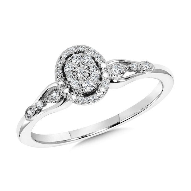 10K White Gold & Diamonds Split Halo Ring