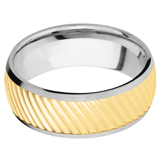 14K White Gold with Satin Finish and 14K Yellow Gold Inlay