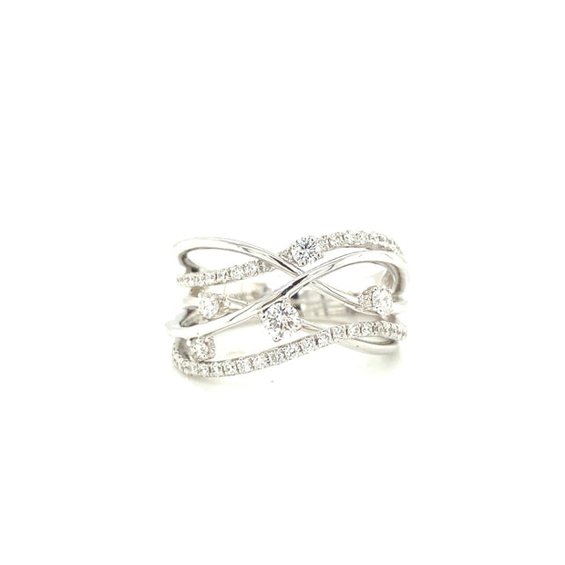 Diamond Four Layered Ring in 18K White Gold (.81 ctw)