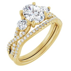 14K Yellow  8x6 mm Oval Engagement Ring Mounting