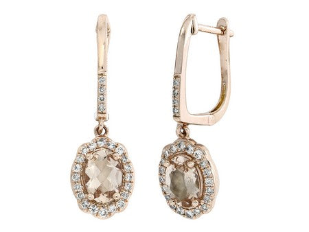 14K Rose Gold Earrings w/ Morganite & Diamonds