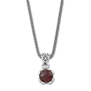 Garnet Pendant/Chain in Sterling Silver