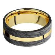 14K Yellow Gold with Polish Finish and Forged Carbon Fiber Inlay