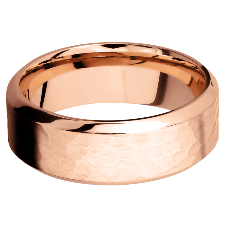 14K Rose Gold with Hammer , Polish Finish