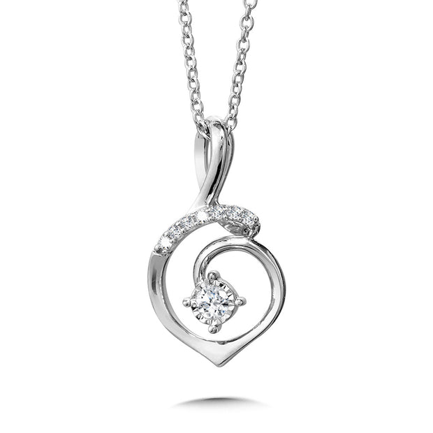 Diamond Teardrop Pendant in Sterling Silver (1/12 ctw)