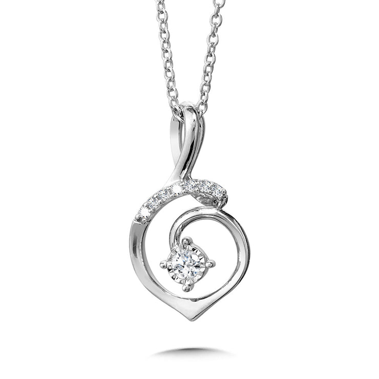 Diamond Teardrop Pendant in Sterling Silver (1/12 ctw)