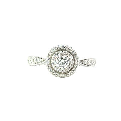Diamond Halo Engagement Ring in 10K White Gold (1/2 ctw)