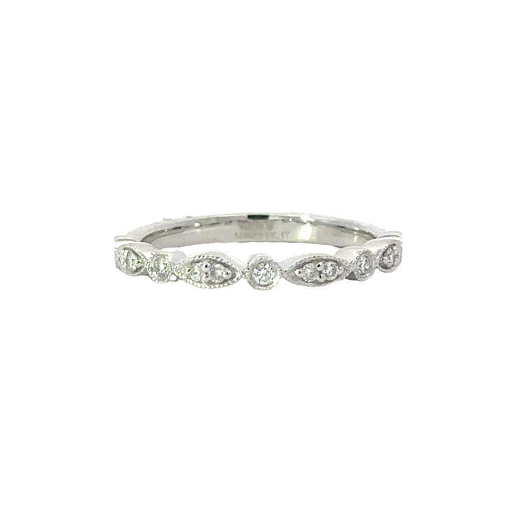 14K White gold Milgrain Diamond Band