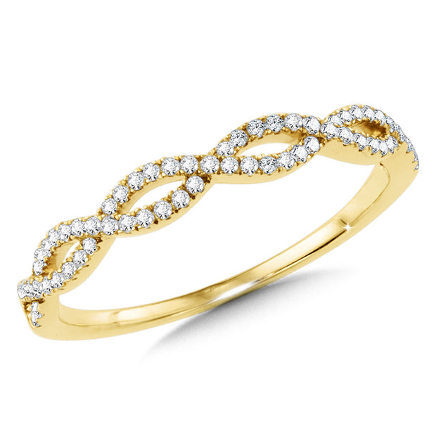 14K Yellow Gold & Diamonds Spiral Ring