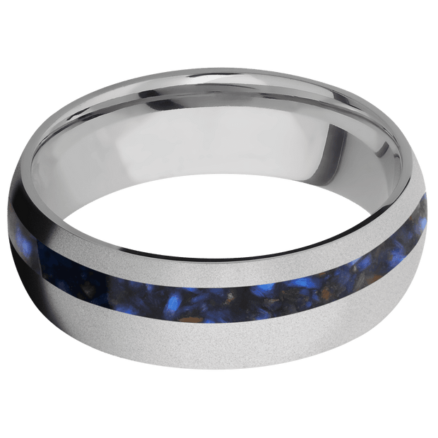 Titanium with Bead , Bead Finish and Blue Tiger Eye Inlay