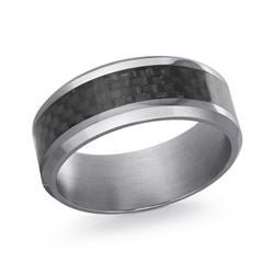 8mm Tantalum & Carbon Fiber Center Wedding Band (Size 10)