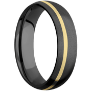 Zirconium with Bead , Bead Finish and 14K Yellow Gold Inlay